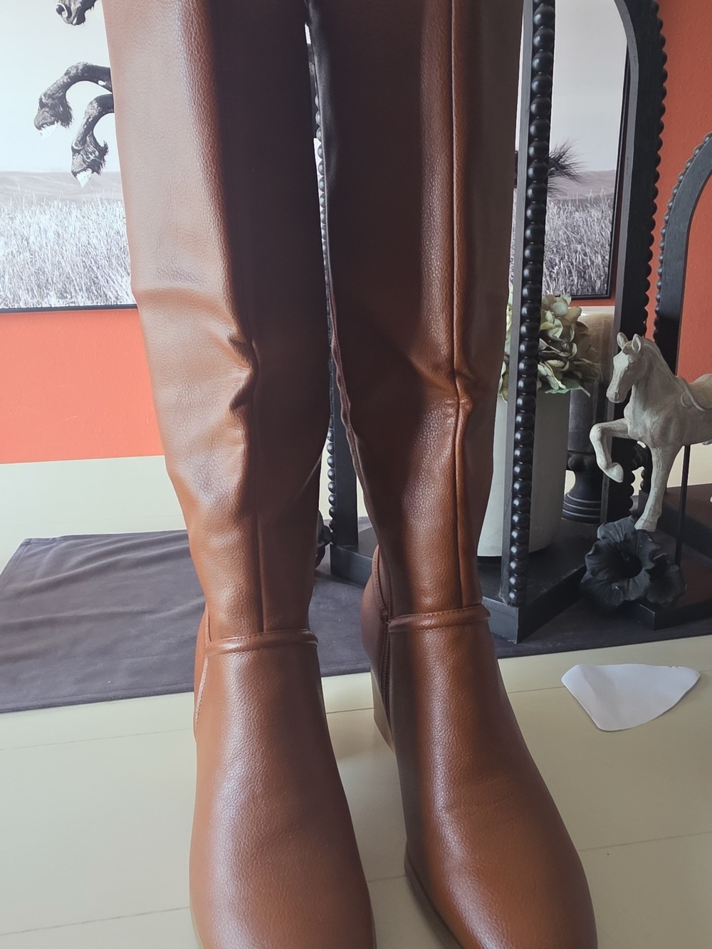 BareTraps Size 9 Tall Cognac Over-the-Knee Boots
